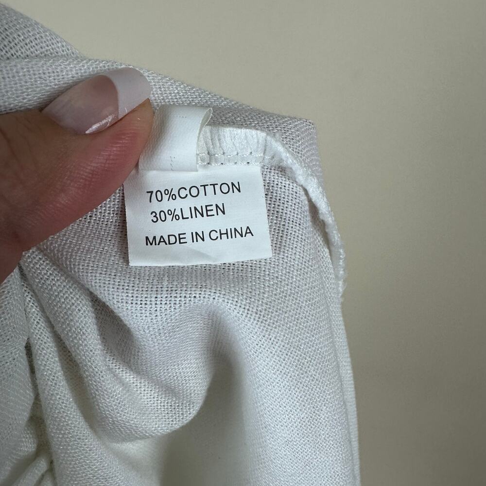 Womens White Linen Blend Wide Leg Flare Pants Size L Coastal Resort Summer Swim - Picture 5 of 11